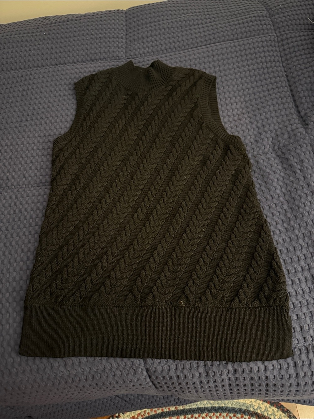 Talbots Black Cable Knit Sleeveless Sweater